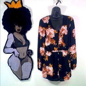 Charlotte Russe Black Floral Romper